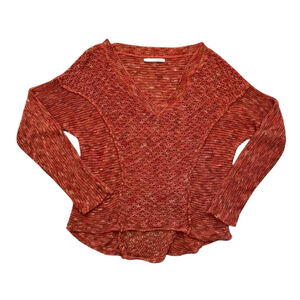 Maurices Cinnamon Boho Crochet Knit V-Neck Sweater Size XL